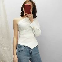 (SẴN) Áo sơ mi lệch vai tay dài