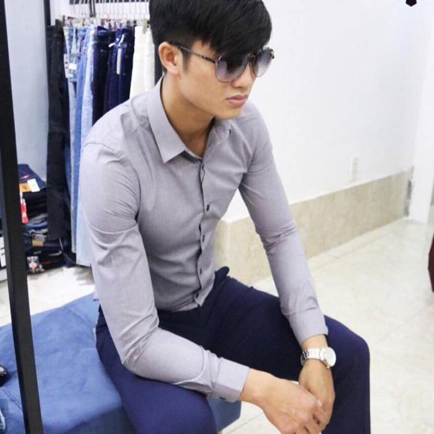 Áo sơ mi nam dài tay Ghi Xám không nhăn, Sơ mi nam trơn giá rẻ