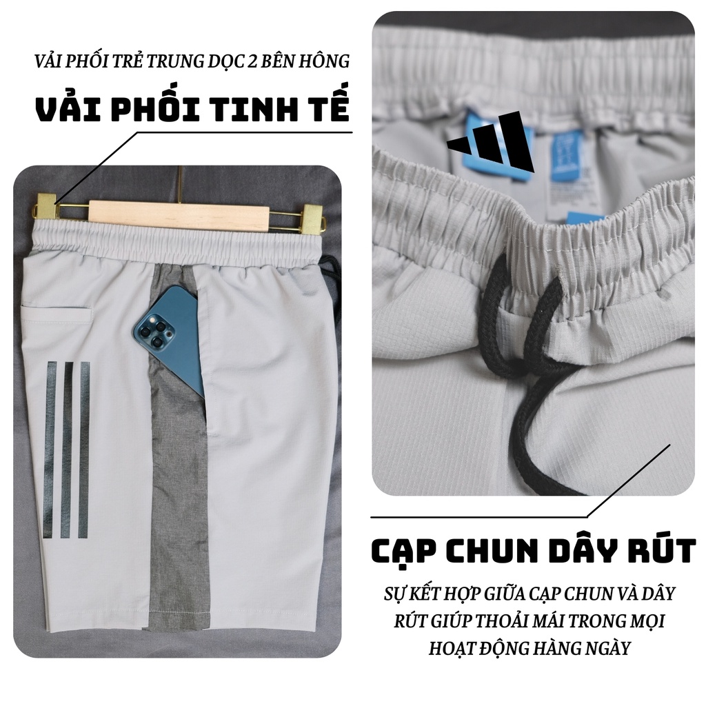 Quần short thể thao xuất dư, full tag, mác, vài Hàn Quốc, co giãn, thoải mái vận động