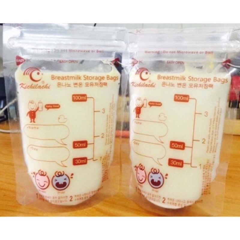 Hộp 30 túi trữ sữa Kichi 100ml mẫu mới