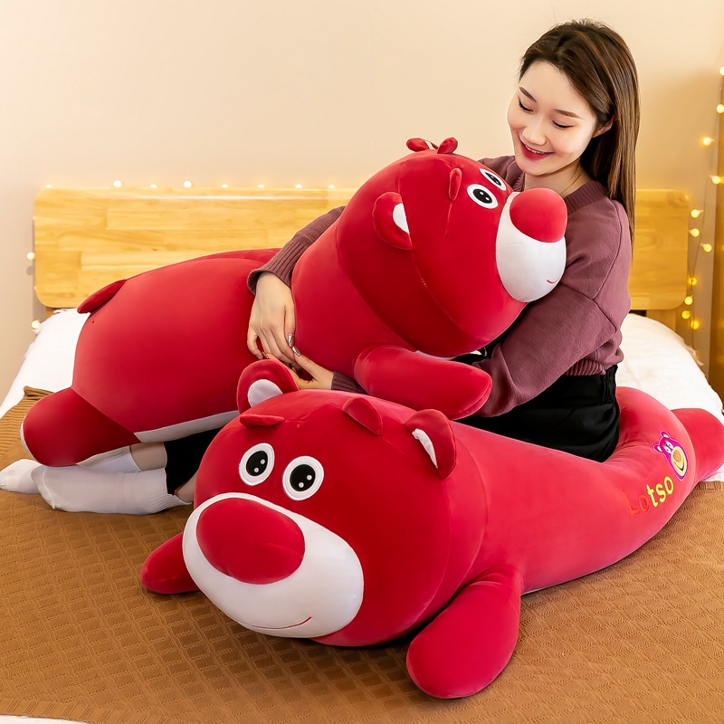 Gấu Bông Lusxo Size 1m1, Gối Ôm Hình Thú Gấu Đỏ Mềm Mịn Chất Đẹp Y Ảnh