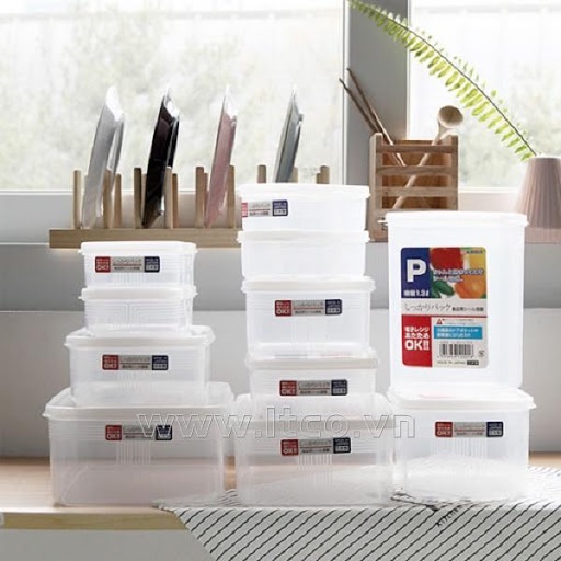Hộp đựng thực phẩm các cỡ 3L, 2,6L, 2L, 1,3L,... Nakaya Nhật Bản bằng nhựa cao cấp chịu nhiệt
