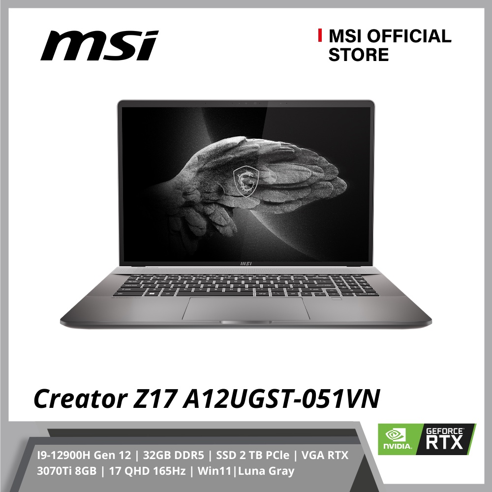 Laptop MSI Creator Z17 A12UGST-051VN (I9-12900H Gen 12/32GB DDR5/SSD 2 TB PCle/VGA RTX 3070Ti 8GB/17 QHD 165Hz W11 Gray