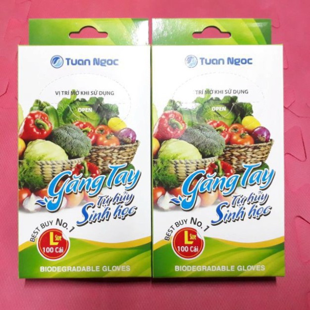 Hộp 100 găng tay nilong tự hủy sinh học Tuấn Ngọc