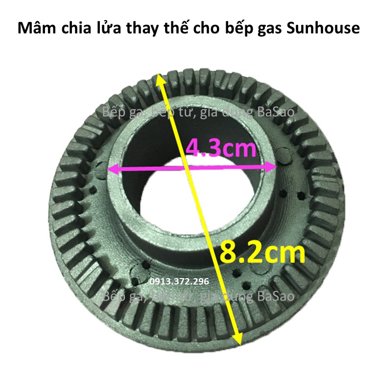 Mâm Chia Lửa  Thay Thế Cho Bếp Gas Sunhouse Đường Kính Trong 43mm, Đường Kính Ngoài 82mm