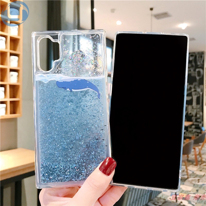 Ốp Lưng Kim Tuyến Nước Chống Sốc Hình Cá Heo / Cá Voi Cho Samsung Note 8 / 9 / 10 Pro / A10 / A20 / A30 / A50 / A30S / A50S / A40 / A60 / A70 / A10S / A20S / A7 / A8 / A9 2018