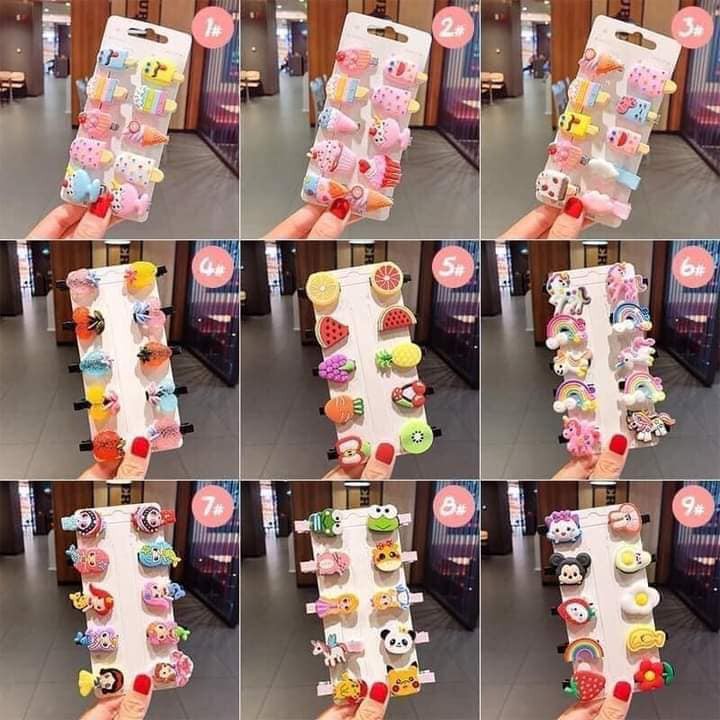 set 10 kẹp tóc dễ thương cho bé ( 1 vỉ= 10 cái)