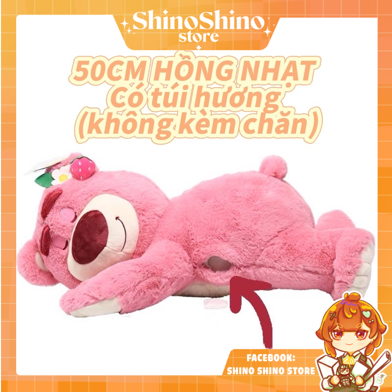 [sẵn] thú bông gấu dâu nằm losto có mùi hương hoa nhẹ chính hãng