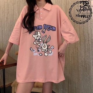 Áo Polo Nữ Form Rộng Tay Lỡ NQN Shop Áo Phông Có Cổ Nữ Dáng Dài Giấu Quần Oversize Cotton Giá Rẻ In Hình Anime TV117