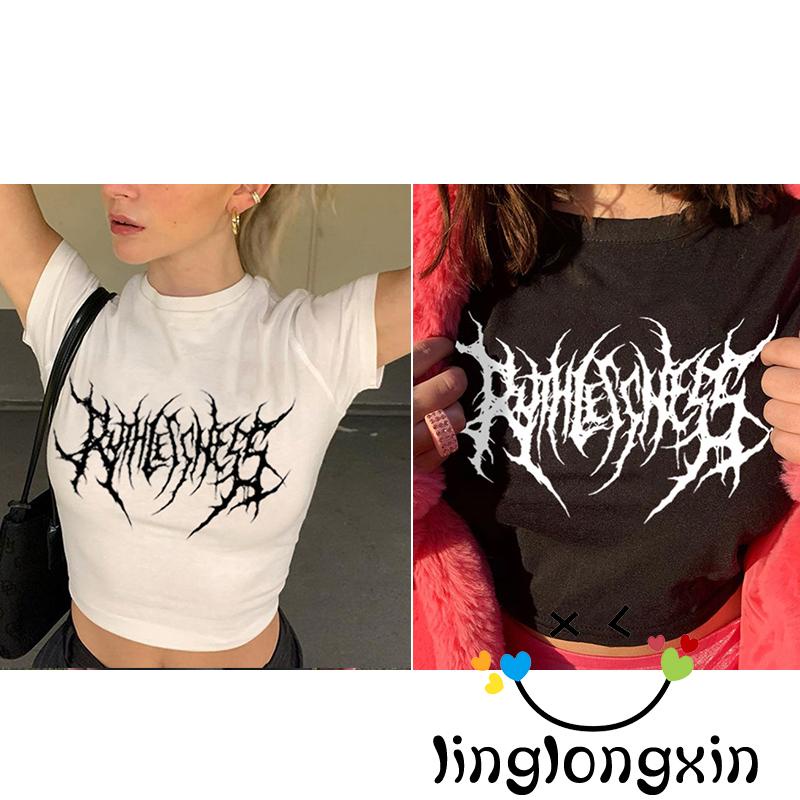 Áo Thun Lửng Tay Ngắn Cổ Tròn In Họa Tiết Hình Học Thời Trang Mùa Hè Cho Nữ Linglongxi2