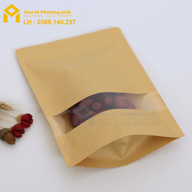 Combo 10 Chiếc Túi Zip Giấy Kraft Nâu 12x20_Bao Bì Phương Anh
