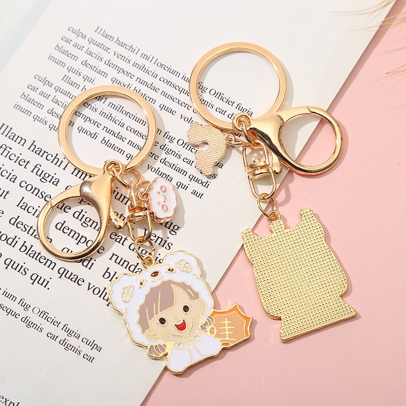 Móc khóa QIHE JEWELRY bằng kim loại hình hoạt hình đáng yêu
