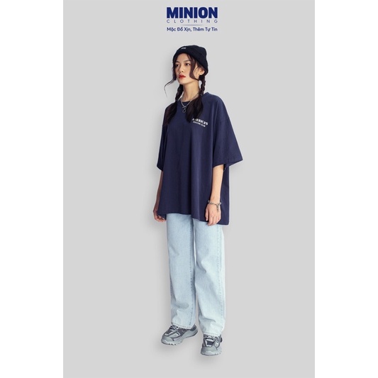 Quần jeans suông MINIONCLOTHING21 lưng cạp cao Unisex nam nữ chất jean cao cấp dày dặn đứng dáng Streetwear Q8810