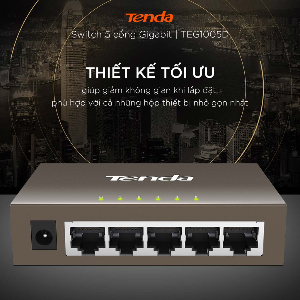 Tenda Bộ chia mạng Switch TEG1005D 5 cổng Ethernet 1000Mbps