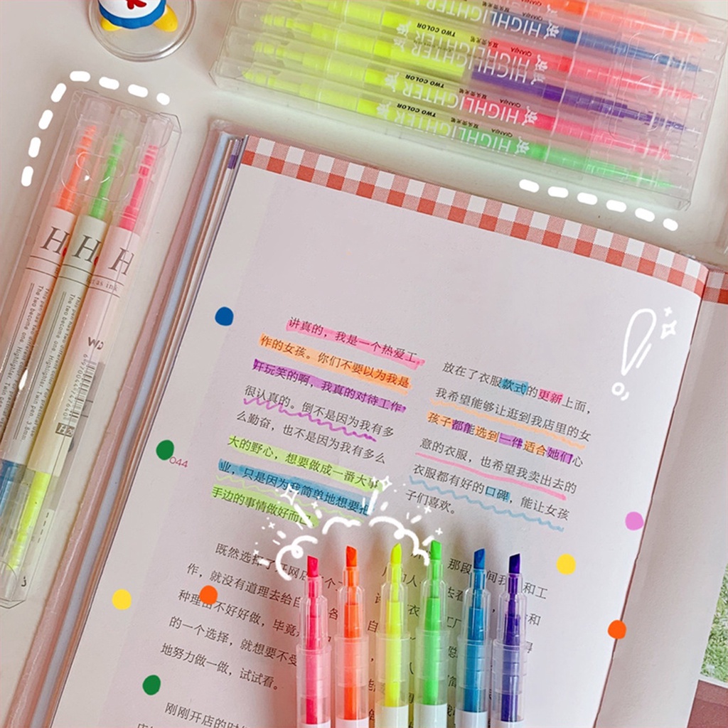 Bộ 6 Bút Dạ Quang Nhiều Màu Sắc