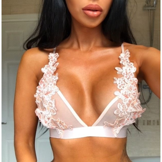 ღ𝓂ℰWomen Embroidered Lace Floral Bralette Unpadded Bra Crop Top Strappy Lingerie | BigBuy360 - bigbuy360.vn
