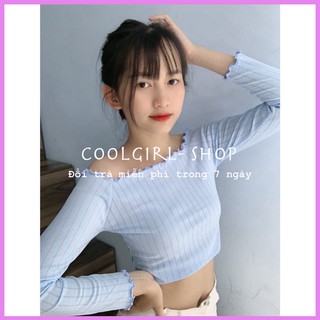 Áo len gân trễ vai tay dài