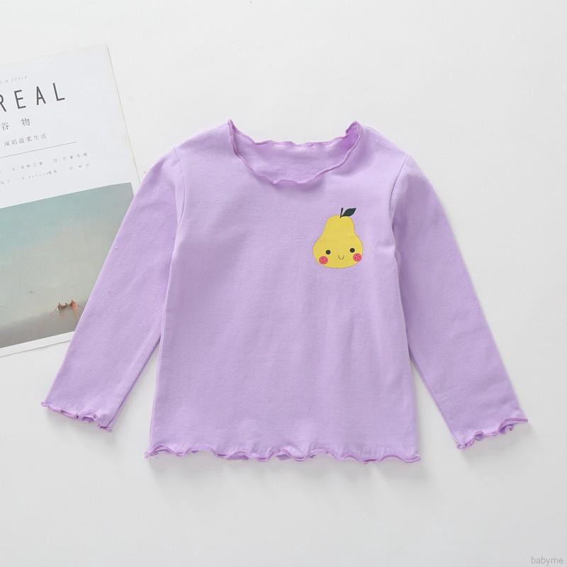 Áo thun tay dài in họa tiết trái cây xinh xắn cho bé gái