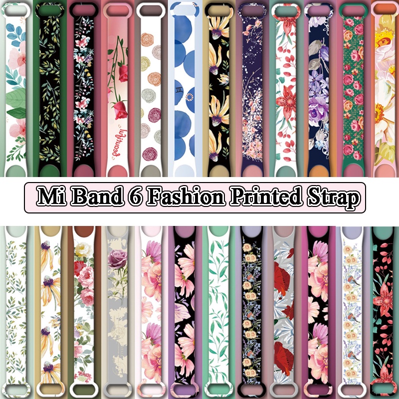Dây Đeo Tay Bằng Silicone In Hoa Cho Xiaomi Mi Band 7 6 5 Xiaomi Band 6 5 4 3 Miband 4 3 5 6
