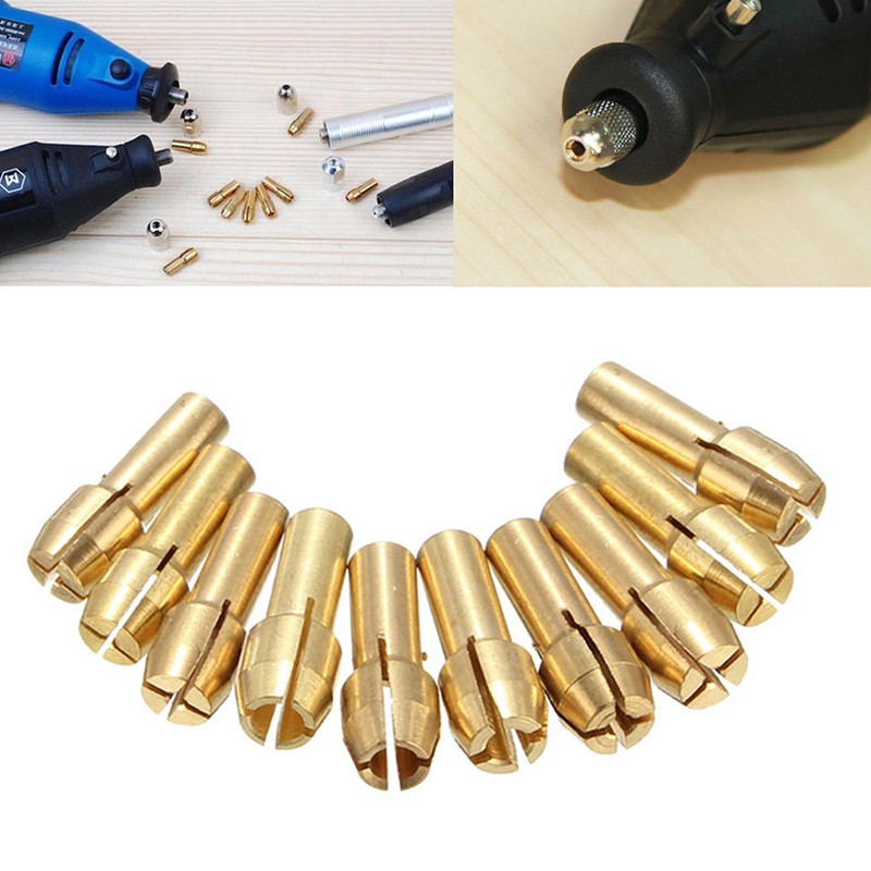 10pcs 4.0mm Shank 0.5-3.2mm Brass Drill Chuck Collet Bit For Rotary Tool Set
