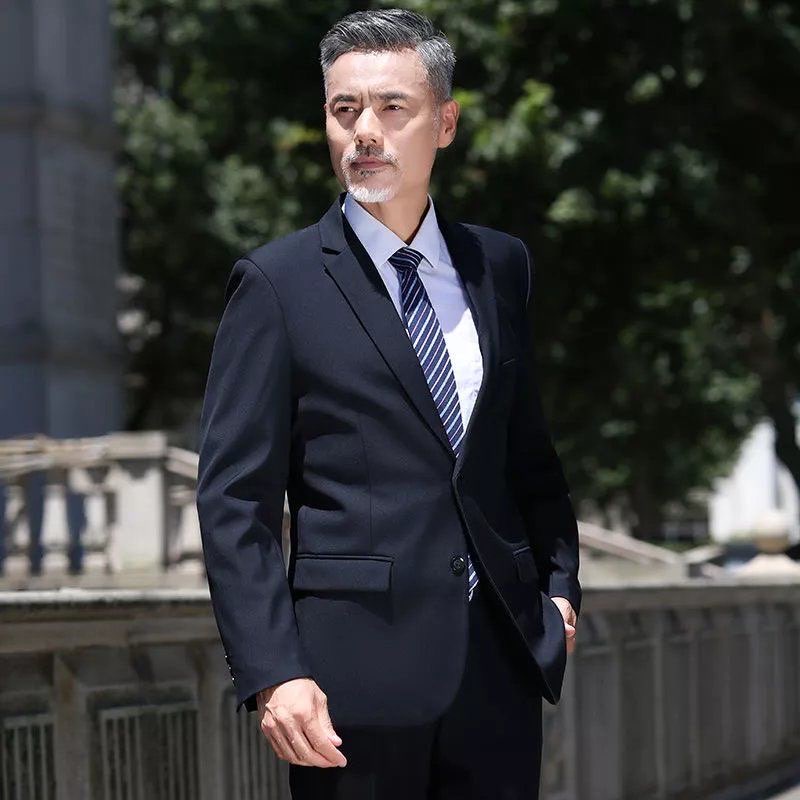 Bộ vest nam trung niên 2 nút Màu Đen chất vải dày dặn cao cấp  full size