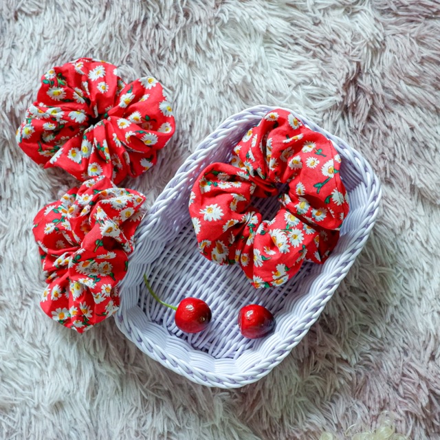 Đồ cột tóc - Scrunchies - A48 đỏ hướng dương