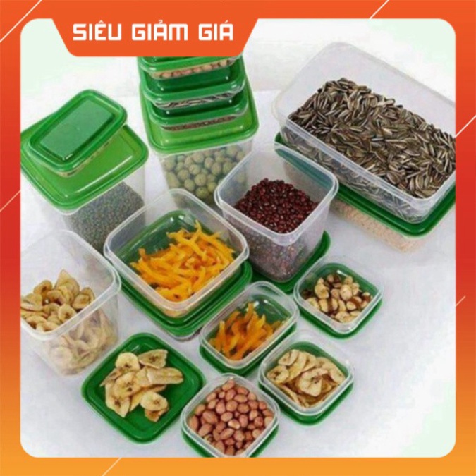 SET 17 HỘP ĐỰNG THỨC ĂN BỎ TỦ LẠNH CÓ NẮP ĐẬY KÍN AN TOÀN shop KUMO
