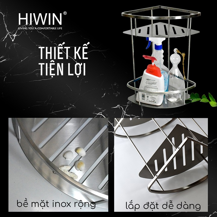 Kệ góc nhà tắm inox 2 tầng inox 304 HIWIN Y-217