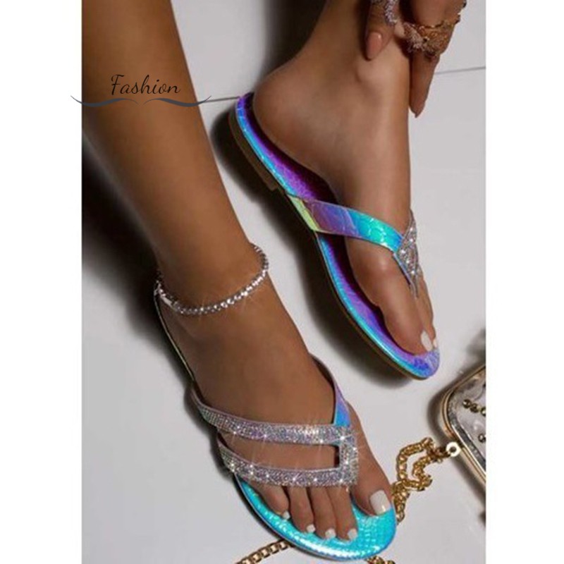 Dép Quai Ngang Đính Đá Xinh Xắn Dành Cho Nữ