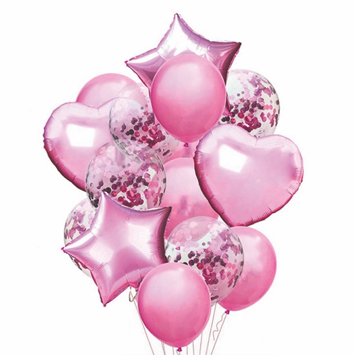 Set Bong Bóng ARTBOX Hàn Quốc Tông Màu Hồng Dùng Để Trang Trí Tiệc