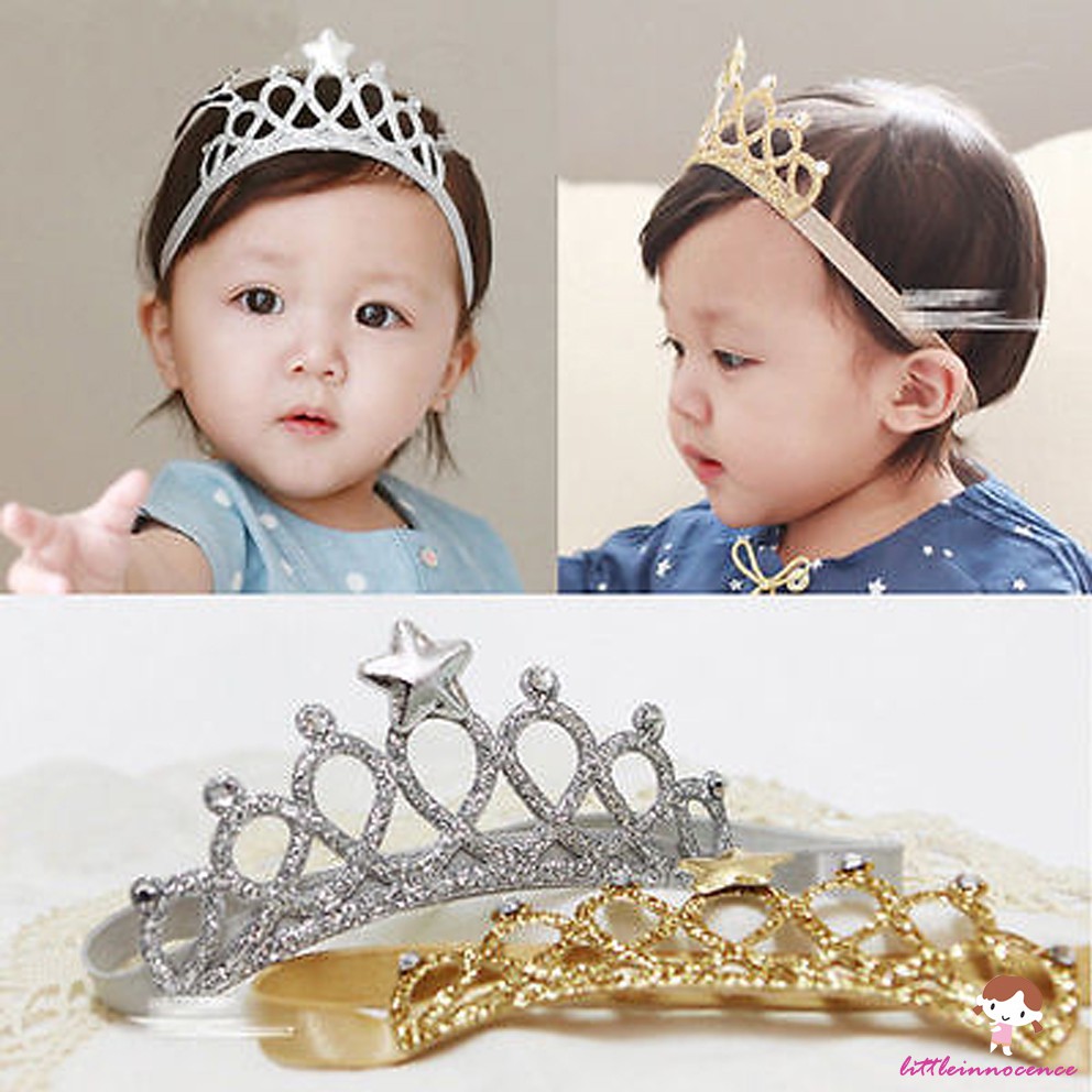 EII-Girl Baby Hair Accessories Princess Tiaras Crowns Headband Elastic Birthday New