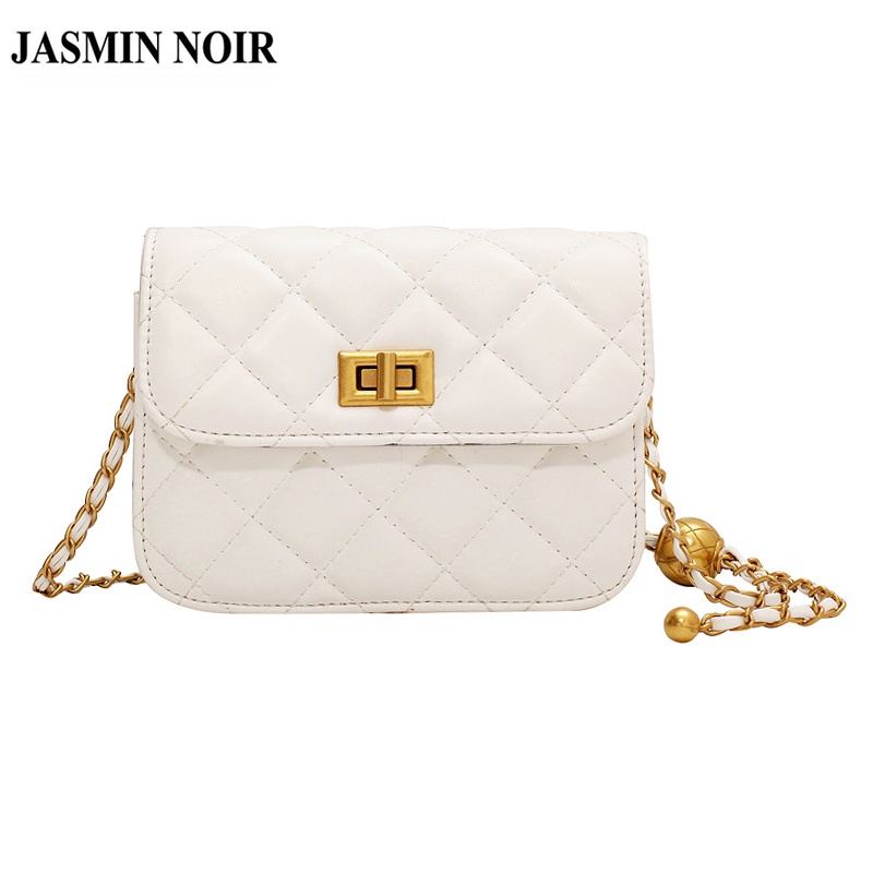 Túi đeo chéo JASMIN NOIR 22BL05126 họa tiết kẻ sọc phối dây xích thời trang cho nữ