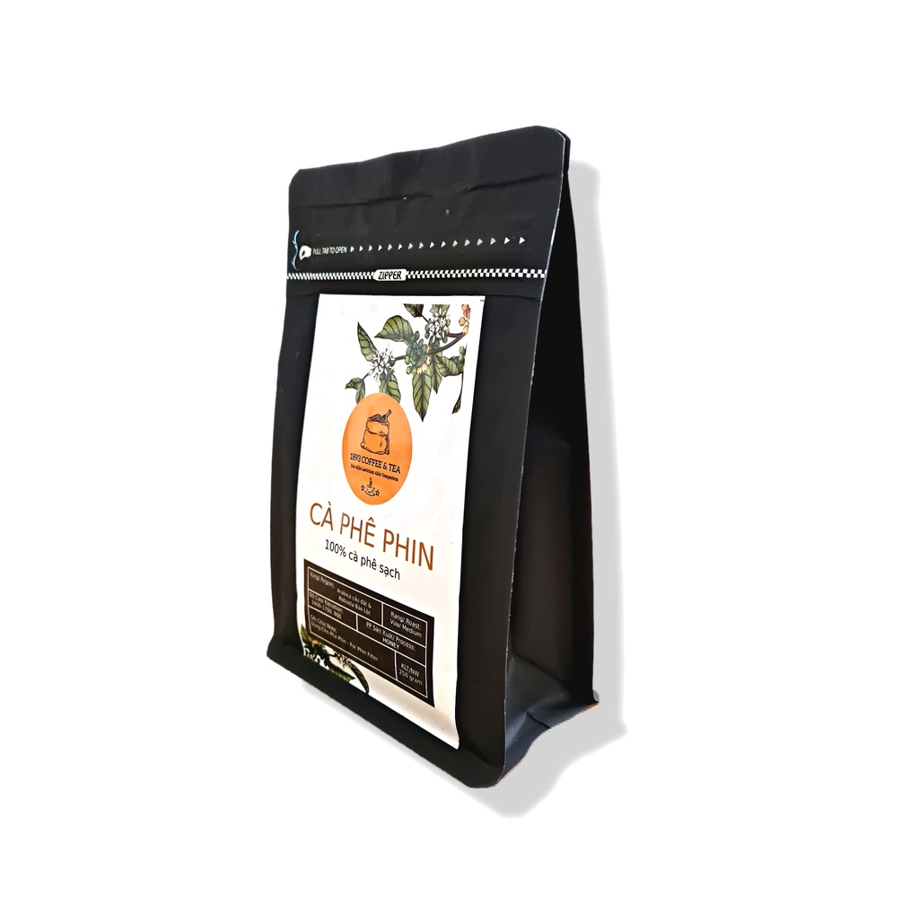 Cà phê nguyên chất 100% vị đậm đà pha phin (20% Arabica Cầu Đất & 80% Robusta Bảo Lộc) gói 250g từ 1893 Coffee & Tea