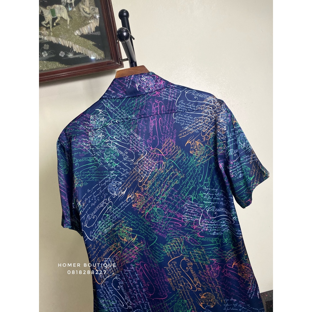 Áo sơ mi cộc tay Berluti MultiColor Scritto Silk