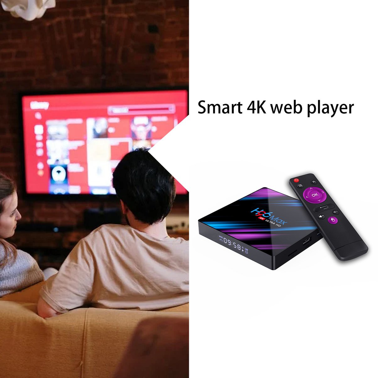 Bộ Tv Box H96Max Android 9.0 Rk3318 Quad Core 64bit 2.4g / 5.8g Wifi Bt 4.0 4k