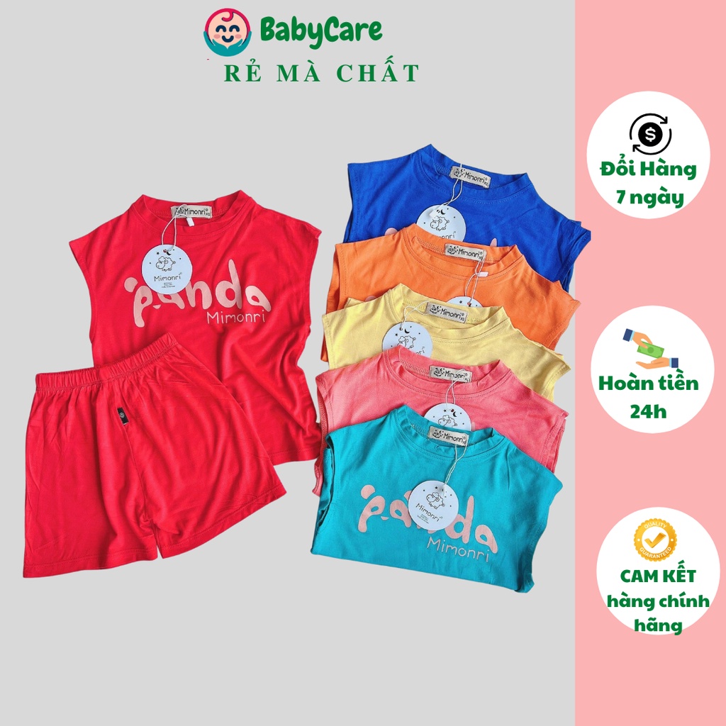 Đồ Bộ Sát Nách Panda Bé Trai, Bé Gái Minky Mom Thun Lạnh, Bộ 3 Lỗ Cho Bé Mặc Nhà