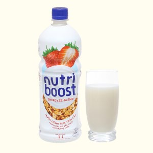 Thùng 6 Chai Sữa NutriBoost Hương Dâu 1L/chai - Sữa trái cây giải khát - Thức uống dinh dưỡng - Cho ngày dài năng động