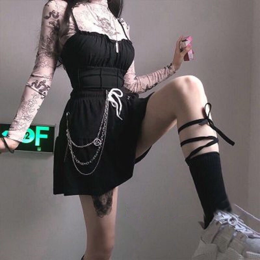 Vớ Cotton Lolita Nhật Bản Màu Trắng/Đen Có Dây Dài Thắt Nơ In Chữ Tốt Thời Trang Cho Nữ