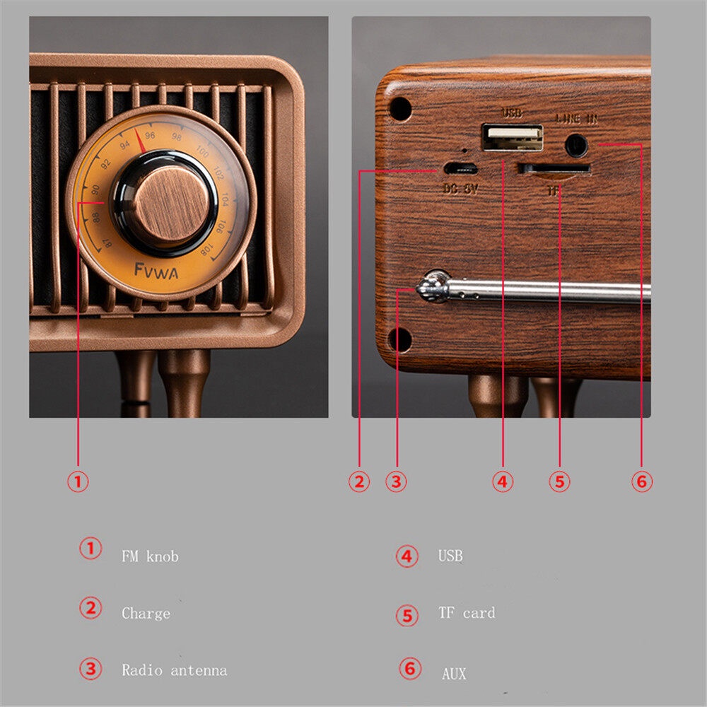 Loa bluetooth kiểu cổ điển siêu trầm thẻ nhớ radio đĩa u dễ mang theo không dây âm thanh đài fm trong nhà