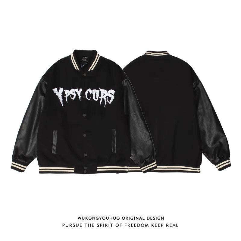 Bomber kaki 2 lớp tay da CURS thêu (có ảnh thật, feedback của khách) - LC