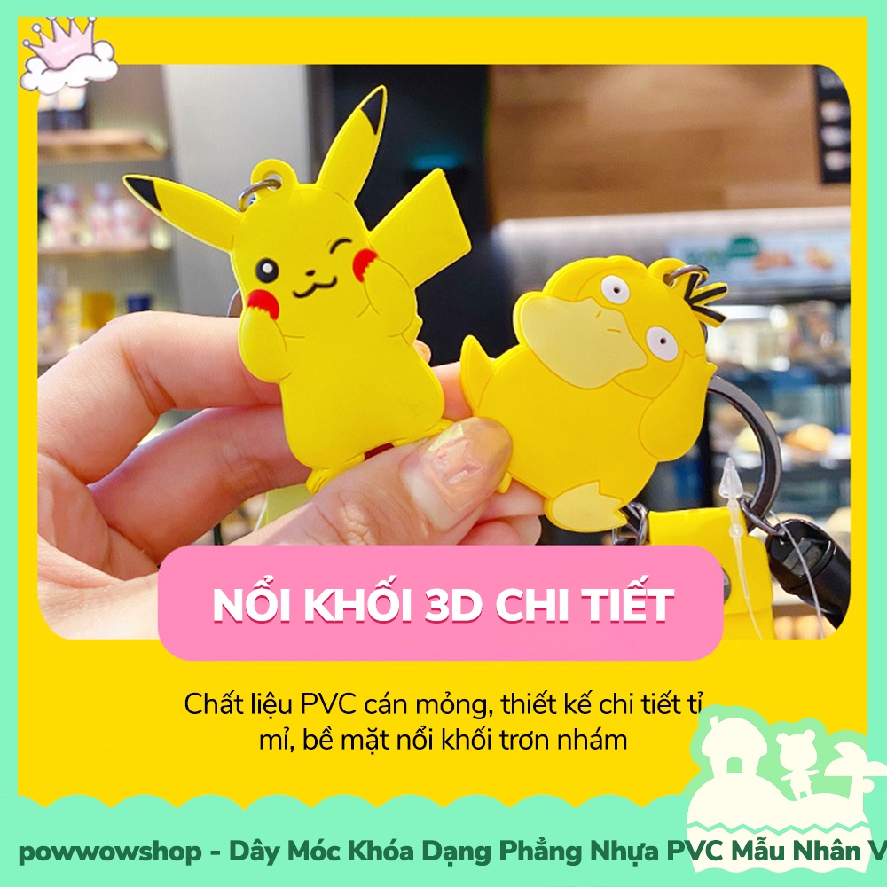 [Sẵn VN - Hỏa Tốc] Dây Móc Khóa Phẳng Nhựa PVC Mẫu Nhân Vật Hoạt Hình Anime Manga Bulbasaur, Charmander, PsyDuck