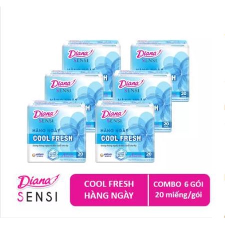 Bộ 6 Gói Băng Vệ Sinh Diana Hàng Ngày Sensi Cool Fresh