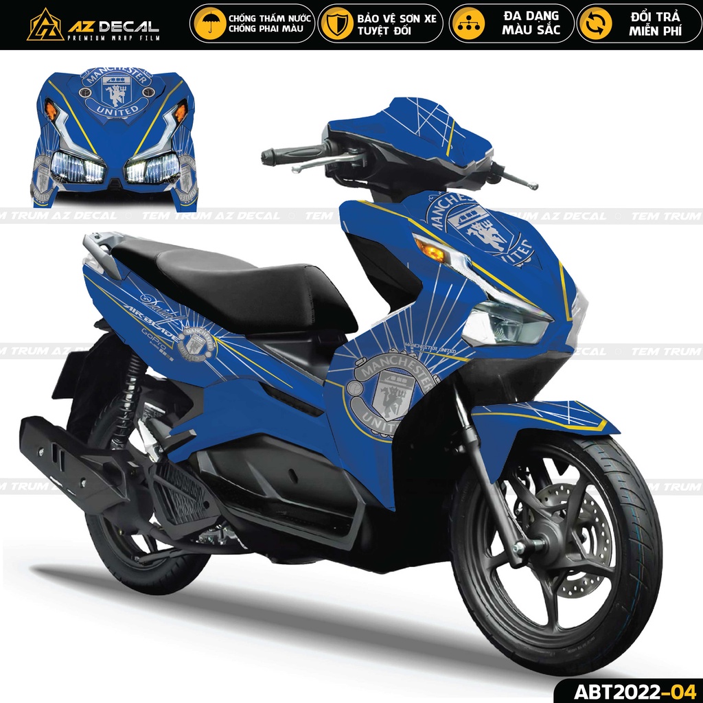 Tem Trùm Xe Air Blade 2020 - 2022 Mẫu Manchester United | ABT2022-04 | Decal Dán Xe AB Mẫu MU Đẹp, Bảo Vệ Sơn Xe
