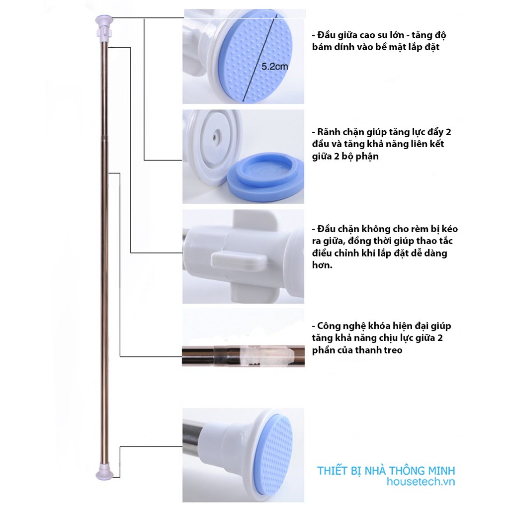 Thanh treo đa năng cao cấp HT05 (70-120cm) (110-200cm)(140-260cm)