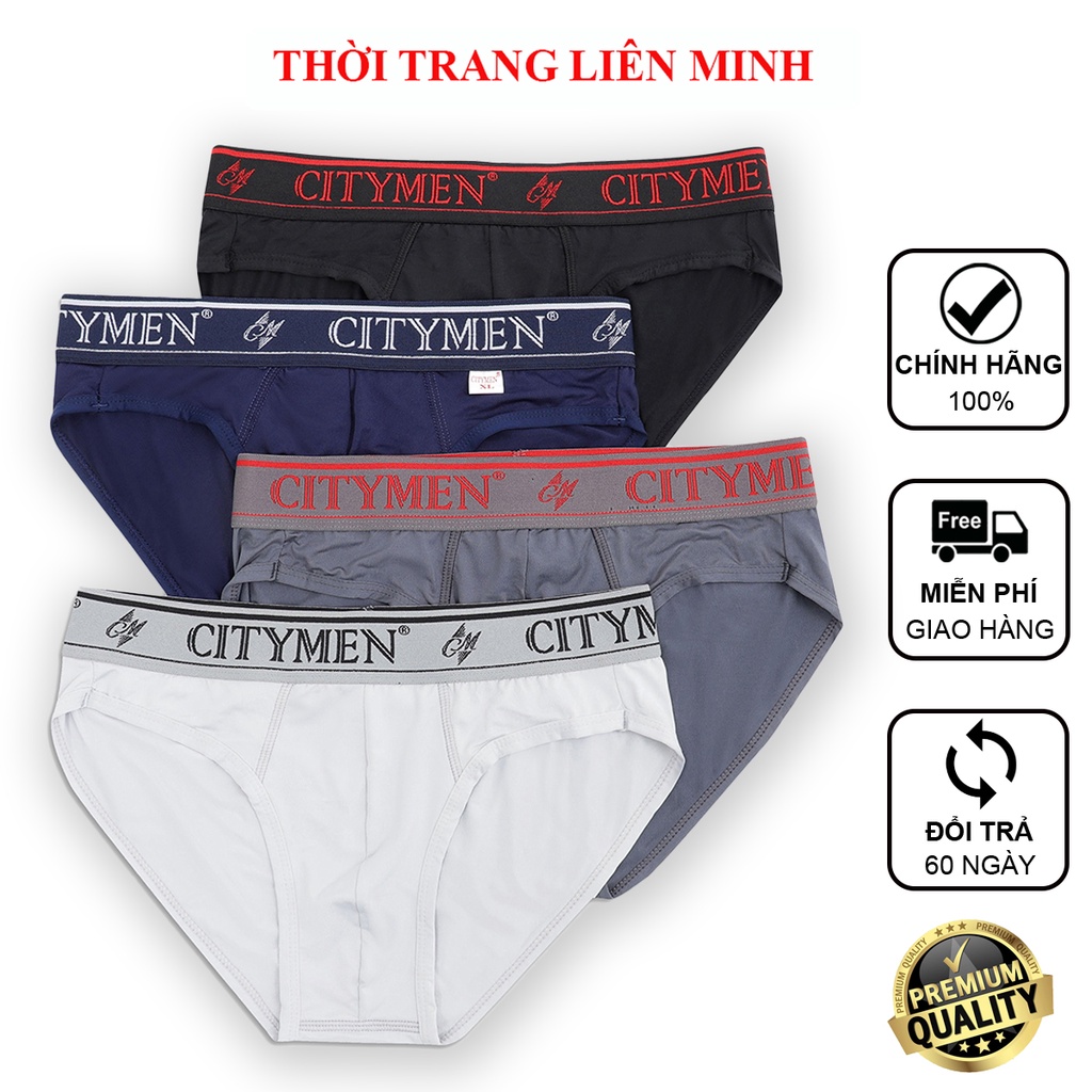 Combo 4 quần lót nam CITYMEN cao cấp thông thoáng và thấm hút tốt vải thun lạnh co dãn 4 chiều mềm mại quần xì nam