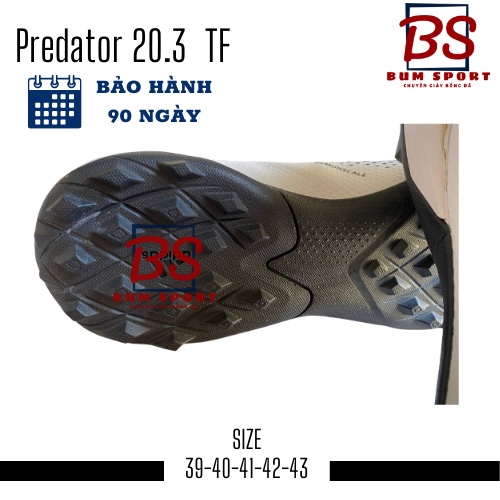 [ Tặng Túi Rút + Tất ] Giày đá banh cỏ nhân tạo Predator 20.3  TF Trắng Đồng đế Chắc Chắn – BUMSPORT