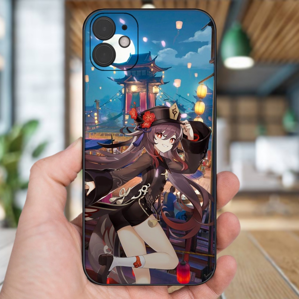 Ốp lưng iPhone 11 dẻo đen cạnh vuông in hình Hutao Genshin Impact