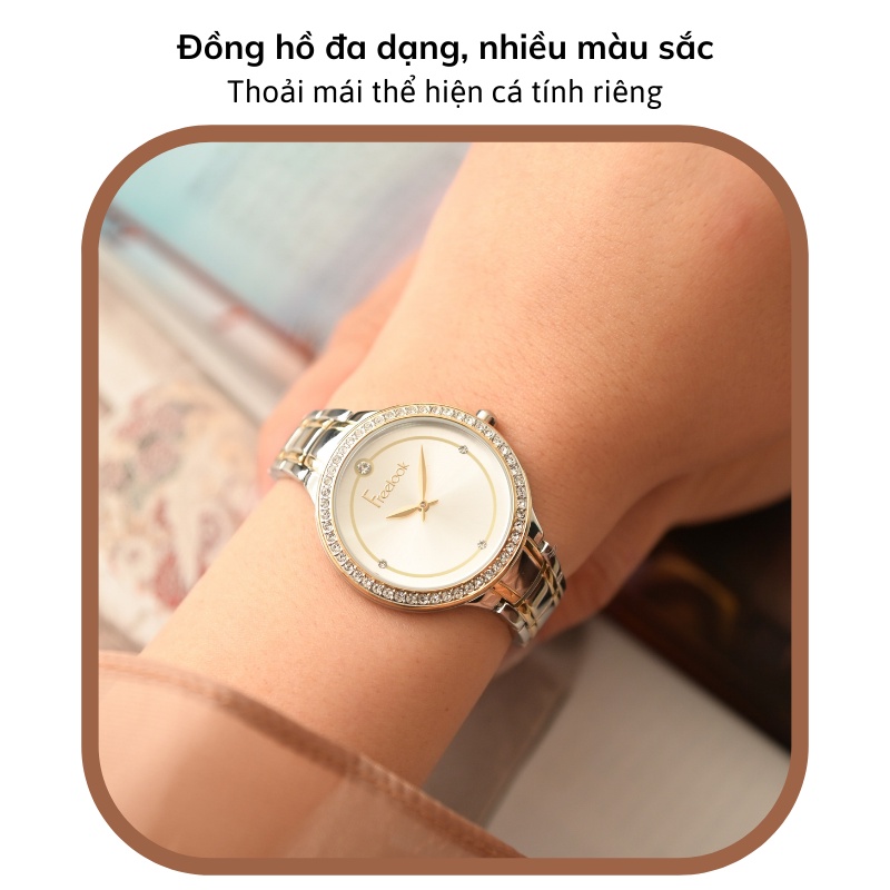 Đồng hồ nữ Freelook FL.1.10203, Mặt nhỏ, Chống nước, Đính đá cao cấp, Dây thép không gỉ, Bảo hành toàn cầu chính hãng