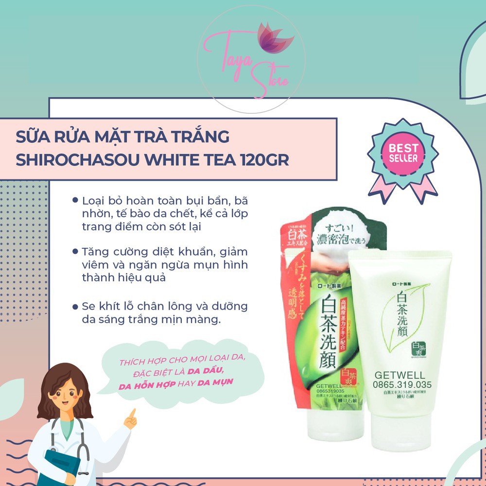 Sữa rửa mặt trà xanh Rohto Shirochasou Green Tea Foam Nhật Bản 120g