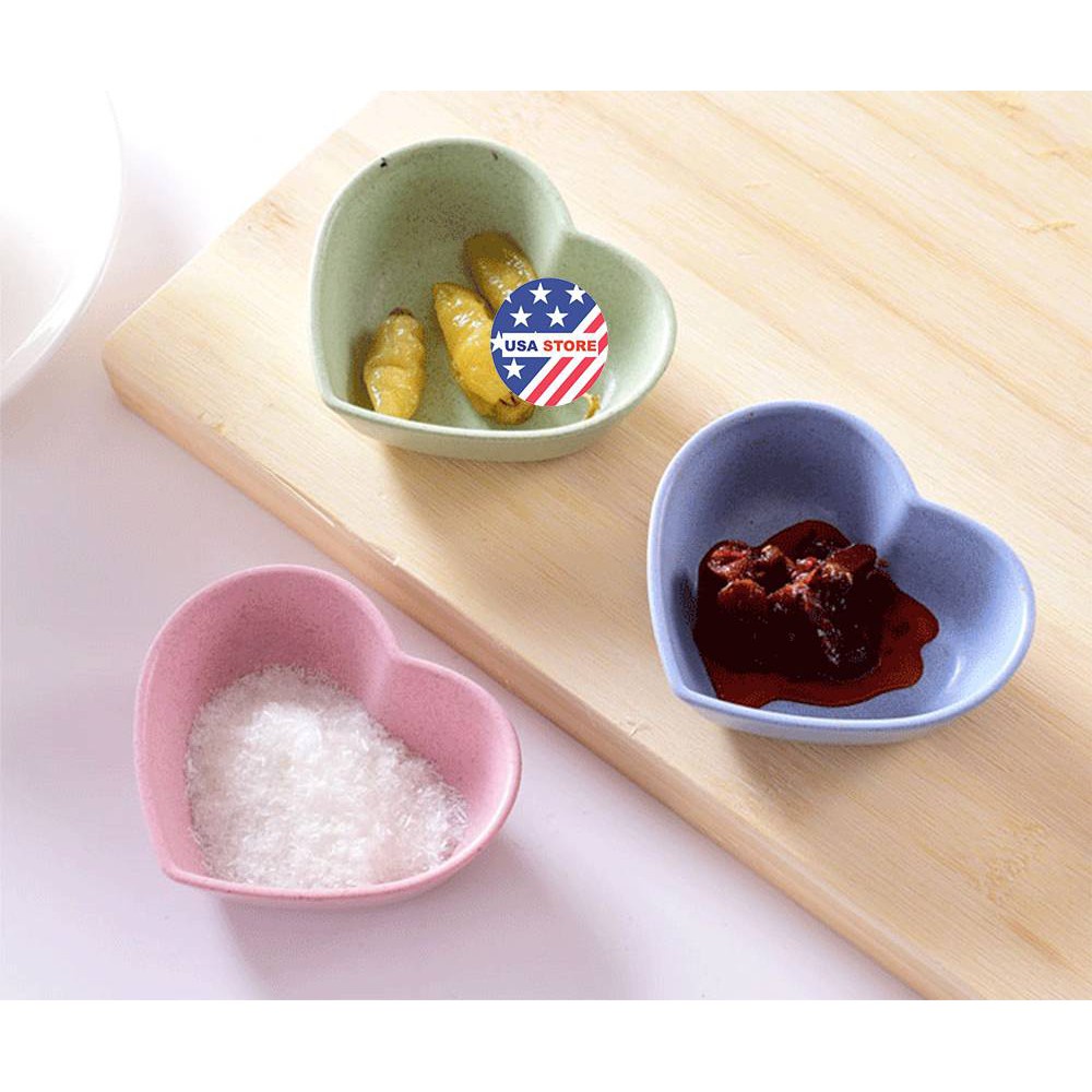 Đĩa Đựng Gia Vị 1 Ngăn Hình Trái Tim - Chén Bát Nhỏ Đựng Nước Mắm, Nước Chấm, Xì Dầu Để Bàn Ăn Lúa Mạch